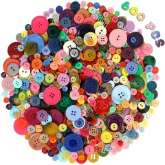 600Pc Craft DIY Buttons About Mixed Colors Assorted Sizes Round Resin Decoration