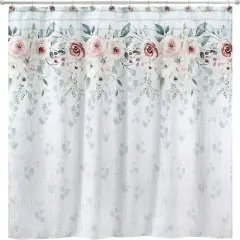 Fabric Shower Curtain, Floral Bathroom Decor (Spring Garden Collection, 72")