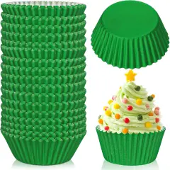300Pcs Green Cupcake Liners Christmas Green Baking Cups Standard Muffin Cupcake Wrappers for Spring Xmas Holiday Party Supplies