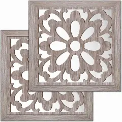 2pcs Set Square Mandala Cutout Wall Mirror Decor