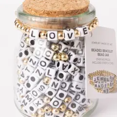 Love White Block Gold Beads Jar