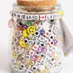 Multi Color Spread Love Happy Face and Block Letter Diy Bead Jar