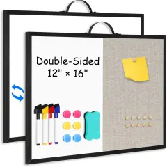 White Board Linen Bulletin Board Combo, 16"x12(Gray-combo)
