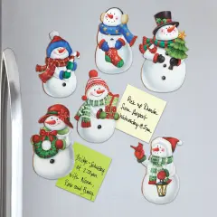 Collections Etc Festive Snowmen Kitchen Magnets - Set of 6