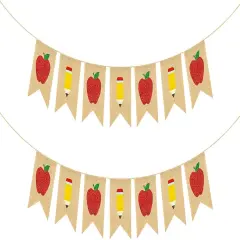 Burlap Apple Pencil Glitter Banner, Back to School Decorations