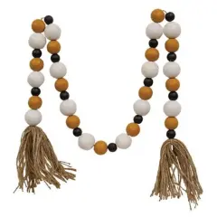 Halloween Bead Garland with Twine Tassels, 44 Inches