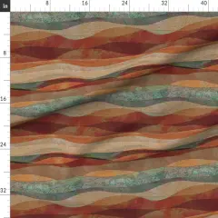 Various Fabrics by the Yard or Fat Quarter Abstract Landscape Travertine Look Sandstone Coral Orange Teal Green Turquoise Arizona Southwest Art Custom Printed Fabric by Spoonflower