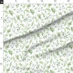 Various Fabrics by the Yard or Fat Quarter Soft Greenery Leaves Watercolor Botanical Hand Painted Eucalyptus Small Repeat Pattern Custom Printed Fabric by Spoonflower
