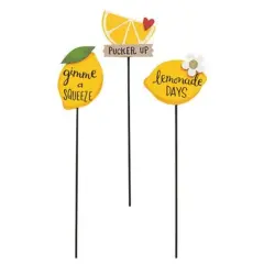Yellow Wood Lemon Plant Poke with Playful Phrases Wooden Wands 3 Asstd.