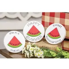 Wooden Mini Summer Easel Signs with Watermelon Cut-Out 3 Asstd.