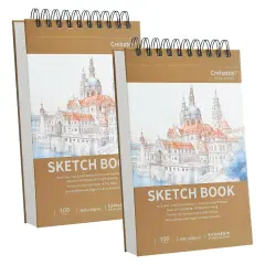 5.5" x 8.5" Sketch Book, Top Spiral Bound Sketch Pad, 100 Sheets Each 68lb/100gsm Drawing Paper, 2 Pack