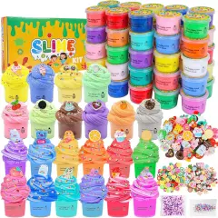 50 Pack Mini Butter Slime Kit, Scented Slime for Girls and Boys, Soft & Non-Sticky Cotten Candy Fruit Slime Party Favor Gifts, DIY Putty Stress Relief Toy for Kids