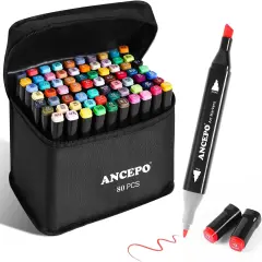 80 Color Alcohol Art Markers Set, Brush & Fine Tips for Adults & Kids