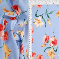 1 Yard Rayon Challis Floral Print Fabric, 54&Prime; Wide CHAMBRAY