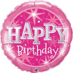 Microfoil Giant 36" Happy Birthday Pink Sparkle Foil Balloon