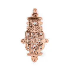 Copper Coptic Cross Pendant (76x39mm): Authentic Ethiopian East African Design for Jewelry & Necklace Making