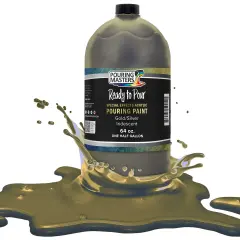 Pouring Masters Gold/Silver Iridescent Special Effects Acrylic Pouring Paint - Premium 64-Ounce Pre-Mixed Fluid Acrylic Paint - Fluid Art Supplies for Canvas, Wood, Paper, Tile & Rocks