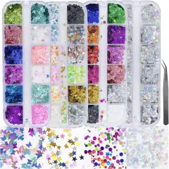 4 Boxes Holographic Nail Sequins