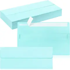 50 Pack #10 Business Envelopes, Self Seal Standard Light Blue Envelopes for Secure Business & Legal Mailing, Office, Checks, Letter, Invoices, 4 1/8 x 9 1/2 Inches