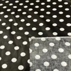 1 Yard Poly Cotton Fabric 1" Polka Dot Print, 58" Wide Durable Material for Apparel & Crafts Black/White