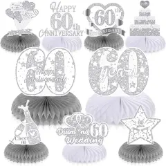 9Pcs 60th Wedding Anniversary Decorations