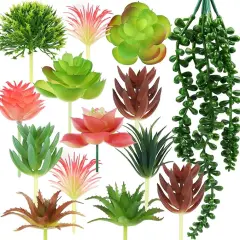 Succulents Plants Artificial, 14pcs Colorful Succulents Plant, Mini Fake Succulents for DIY Crafting Home Garden Office Party