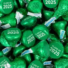 Green Graduation Candy Hershey's Kisses Milk Chocolate Class of 2025 by Just Candy