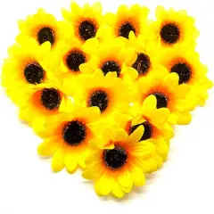 Summer Sunflower Heads &ndash; 20pcs Mini Yellow Artificial Silk Flowers for Home, Party, DIY Crafts & Outdoor Decor Floral Arrangements
