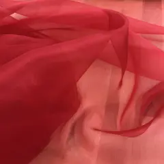 1 Yard Red Crystal Organza Sheer Shiny Fabric 100% Polyester Lightweight for Sewing and Decorations