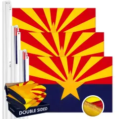 Arizona AZ State Flag 3x5 Ft 3-Pack Double-sided Embroidered Polyester By G128