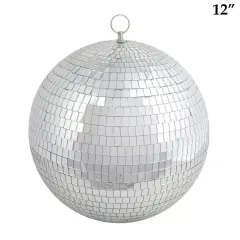 2 pcs 12" Extra Silver Glass Mirror Disco Balls Ornaments Decorations Supplies