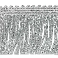 5 Yards of 2" Metallic Chainette Fringe Trim | 5 yard cut Silver