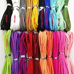 20 Bundles 100 Yards 2.6mm Suede Leather Cords Leather Lace Flat Faux Suede Cord String Thread Velvet Cord for Necklace, Bracelet, Beading and DIY Crafts (Color-2)
