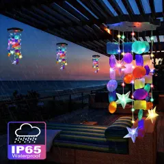 Colorful Shells Lights Gifts for Mom Grandma Women Wife Girls, Solar Wind Chimes Outside Decorative Mobile Lights for Holiday Garden Porch Yard Window Decor