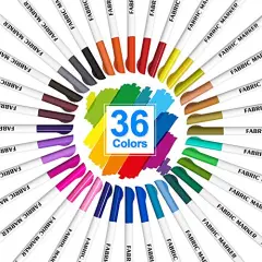 36 Colors Fabric Markers, Permanent Fabric Pens for Writing Painting on T-Shirts Clothes Sneakers Canvas, Child Safe & Non-Toxic for Kids Adults