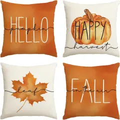 Hello Pumpkin Fall Happy Harvest Maple Leaf