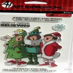 Art Impressions Don't Stop Believing Christmas Clear Cling Stamps Set
