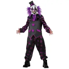 Men&rsquo;s Bearded Clown Costume, Scary Carnival Outfit with Mask and Ruffle