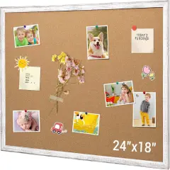 Cork Board Bulletin Board 24 x 18 Inches(White )
