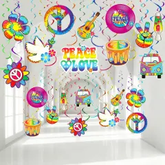 60's Hippie Theme Party Foil Swirl Decorations