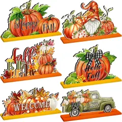 6Pcs Fall Wooden Sign Tabletop Decorations