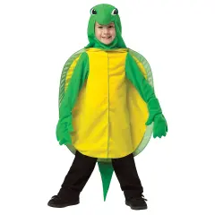 Turtle Child Costume Green Yellow Shell Tunic with Headpiece Gloves and Tail