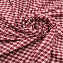 1 Yard Burgundy 1/8&Prime; Gingham Checkered Poly Cotton Fabric Lightweight, Non-Stretch, 58/59 Inch Wide