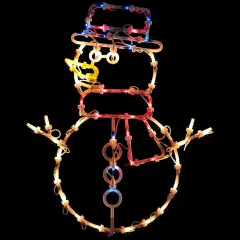 Northlight Lighted Snowman Window Silhouette Christmas Decoration - 18" - Multi Lights White