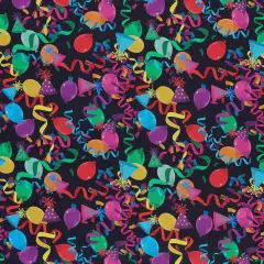 Mook Fabrics Party Time Cotton Fabric [45in. Wide] - By The Yard Streamers Black
