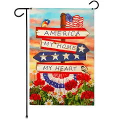 G128 America My Home My Heart Garden Flag 12x18 In Double Sided Independence Day Yard Garden Lawn Decoration