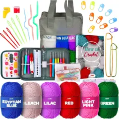 Complete Crocheting Set with Acrylic Yarn and Accessories