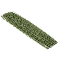 200 Pieces 19 Gauge Dark Green Floral Stem Wire for DIY Crafts, 16 In Paper Wrapped Wire for Artificial Flower Arrangements