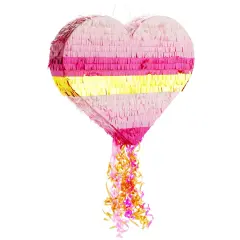 Sparkle and Bash Pink and Gold Ombre Pull String Heart Pinata, Ideal for Birthday Party Decorations & Supplies, Quinceanera, Valentine's Day (16 x 13 x 3 In, Small), Ages 3-14