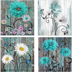 4 Pack FlowersDIY 5D Diamond Painting Kits